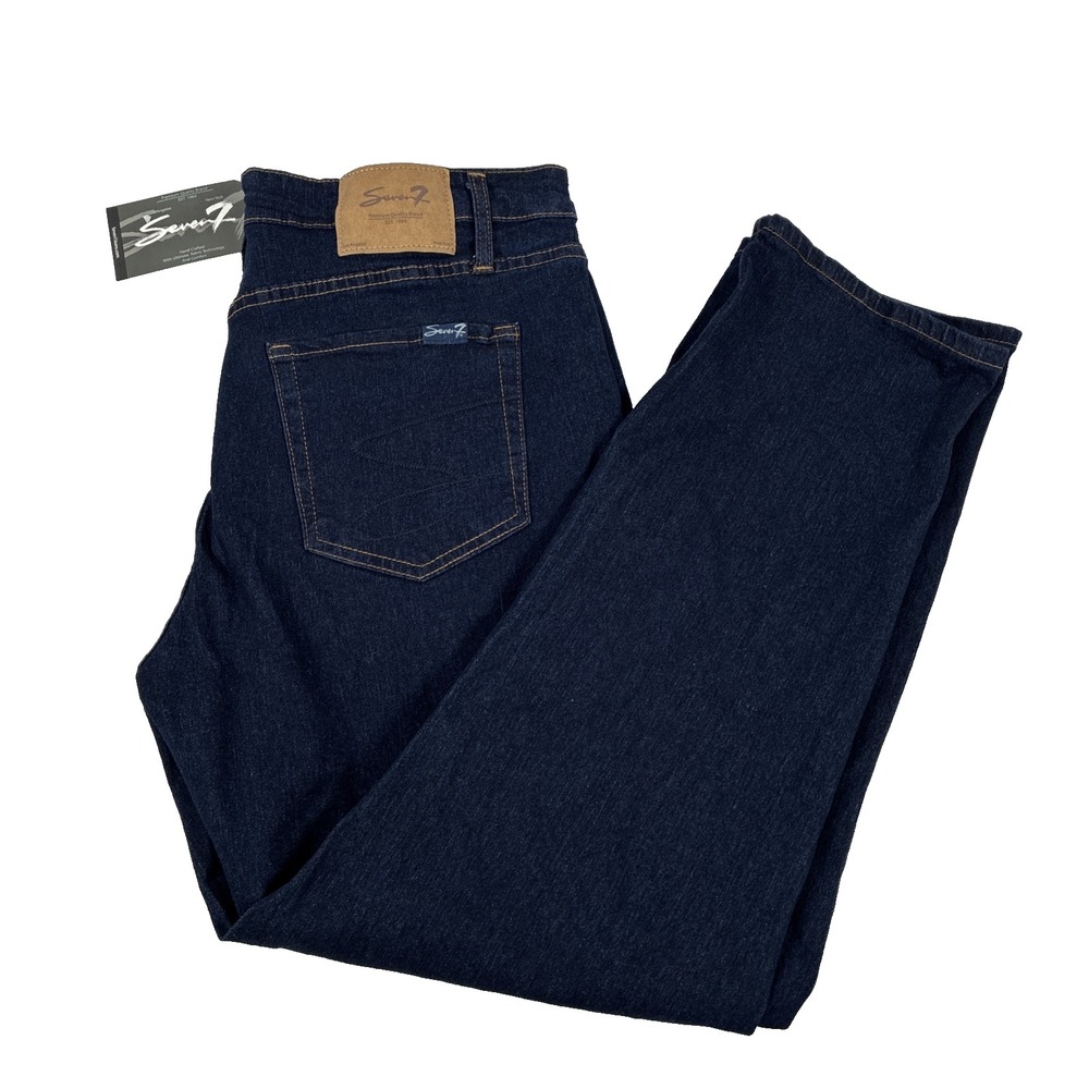 New Mens Seven 7 Jeans Classic Straight Fit Dark Wash Size 36x30 NWT Blue